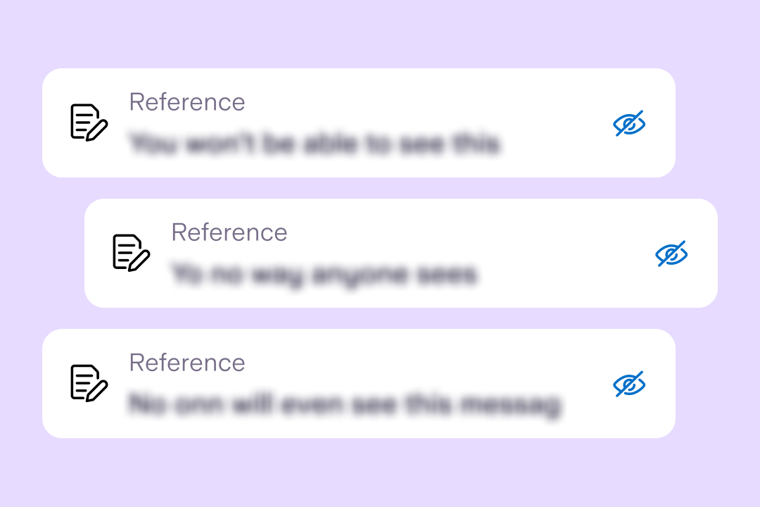 Image showing three payment references which have been blurred out